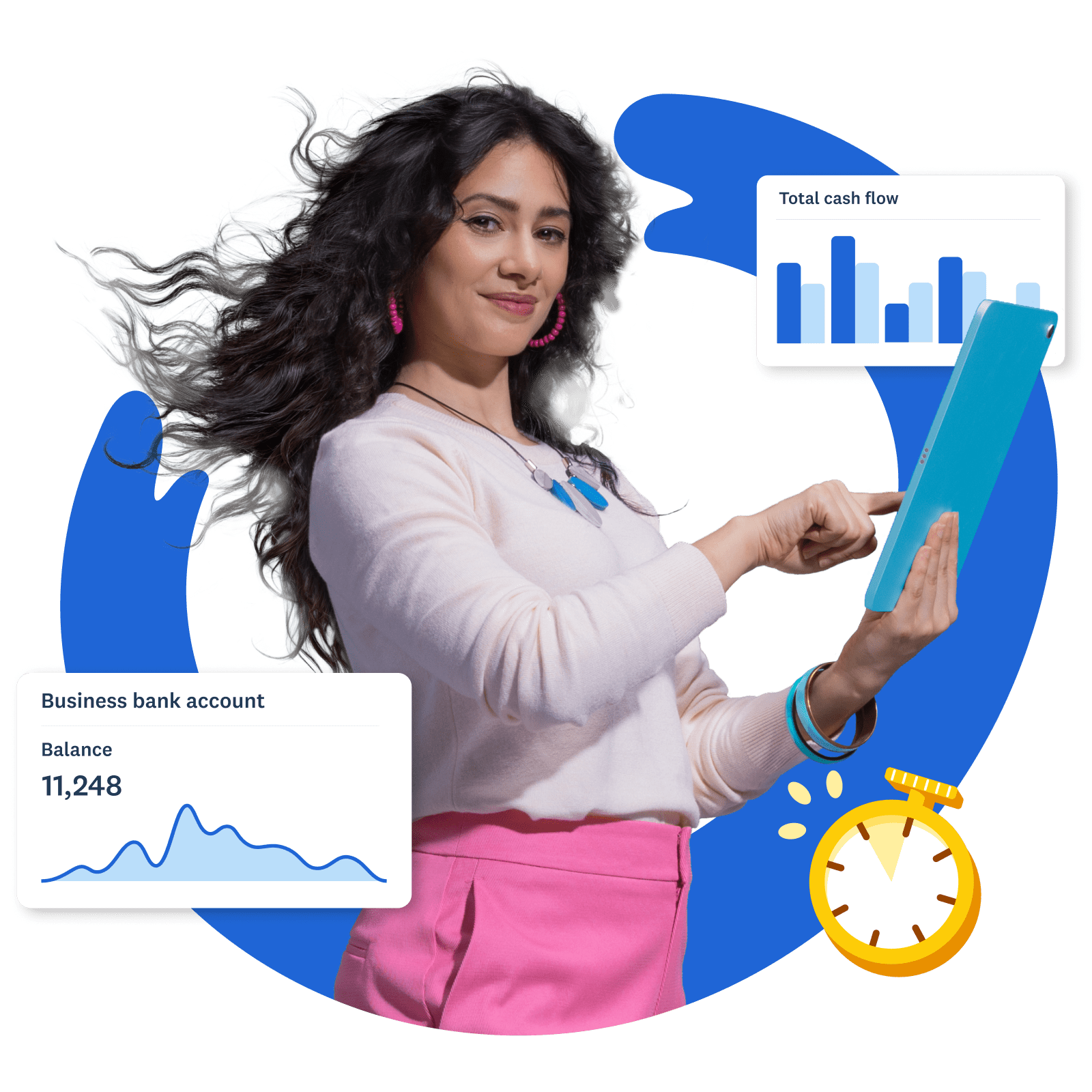 An image of an advisor with dashboards around them