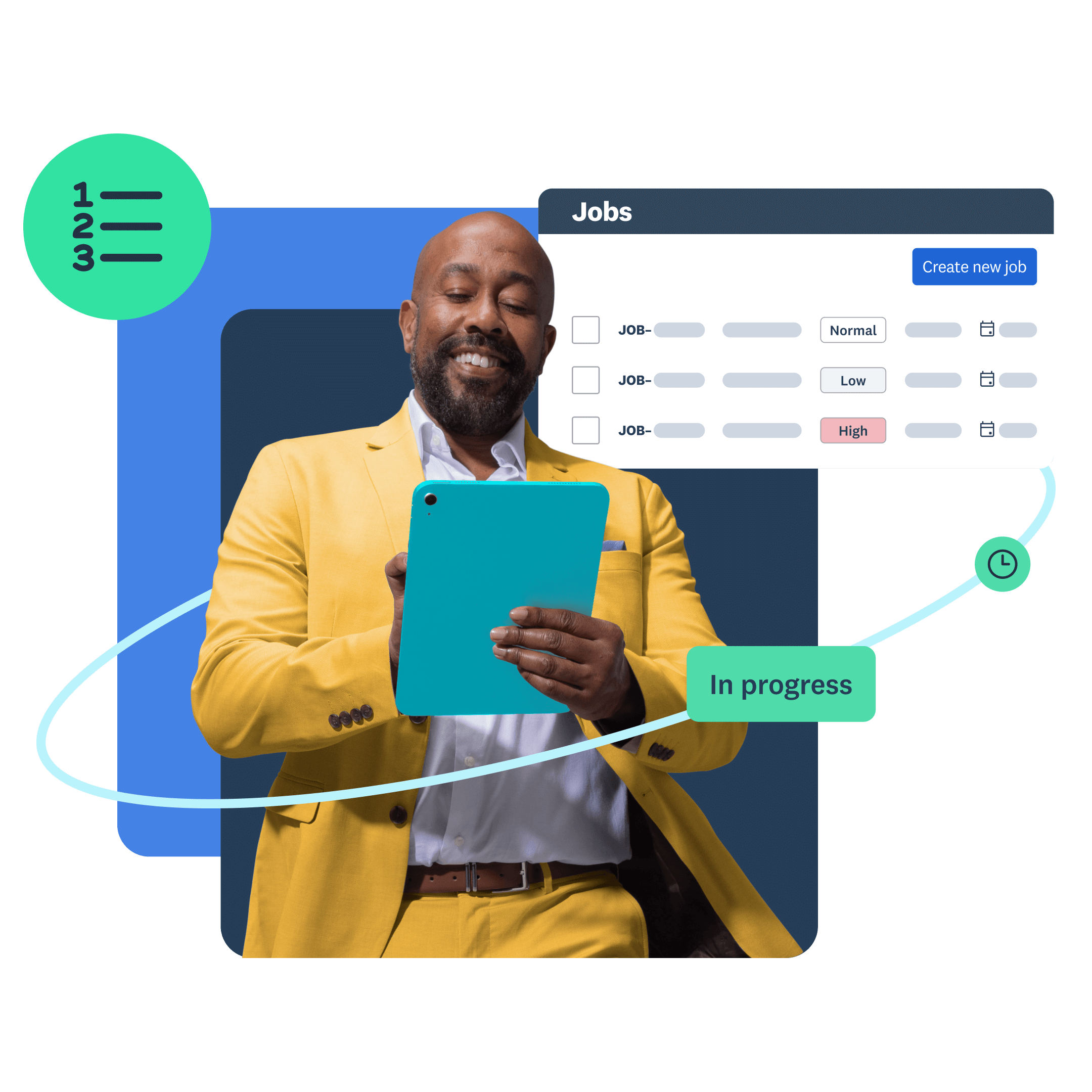 A man works on his tablet.