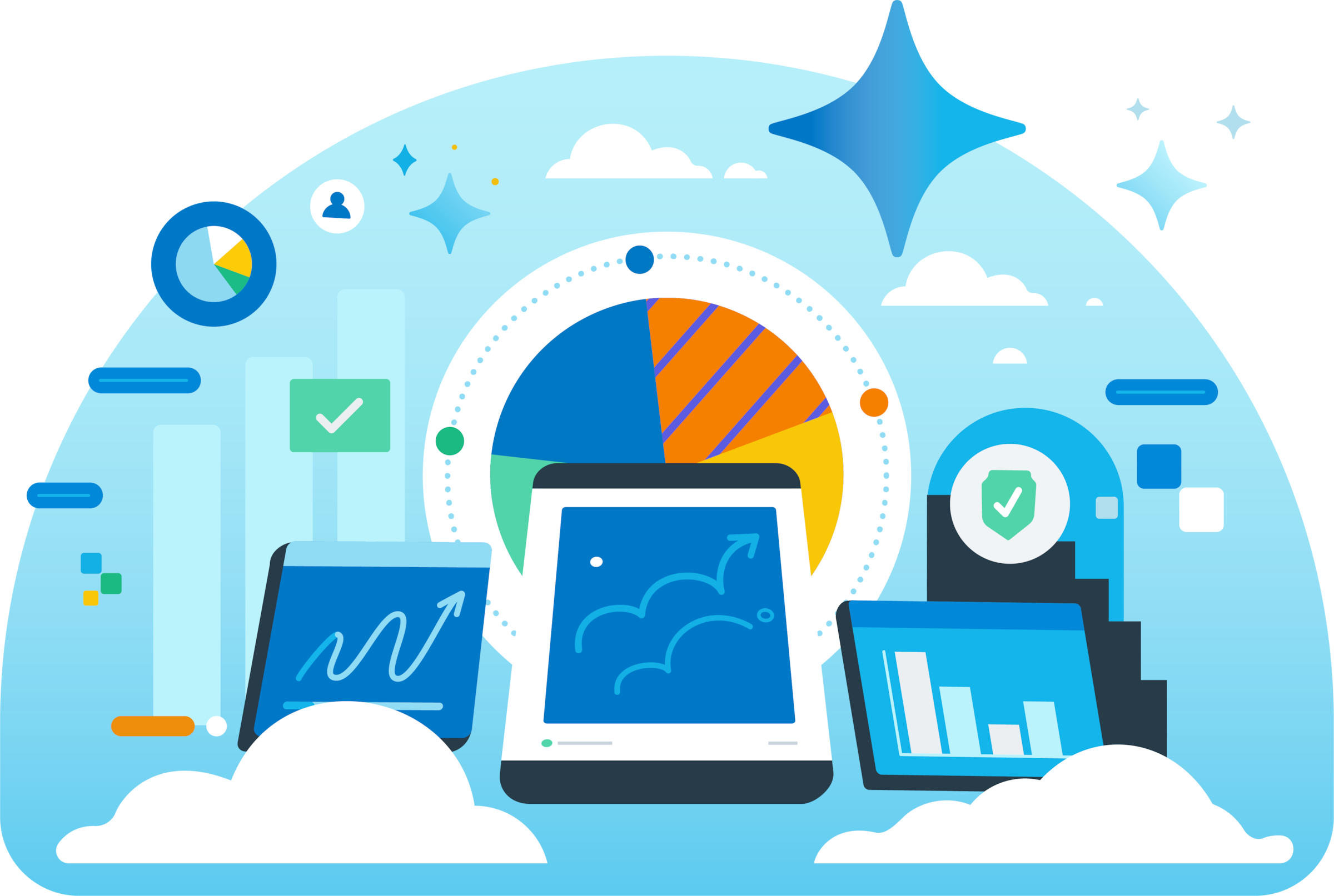 An illustration of tablet screens.