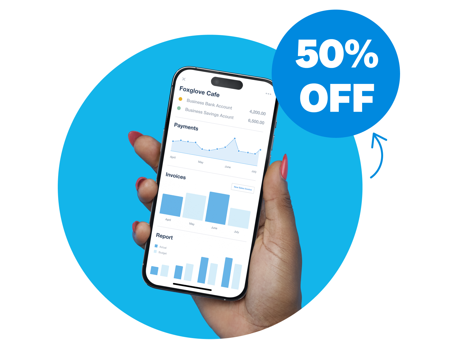 Xero dashboard phone device.