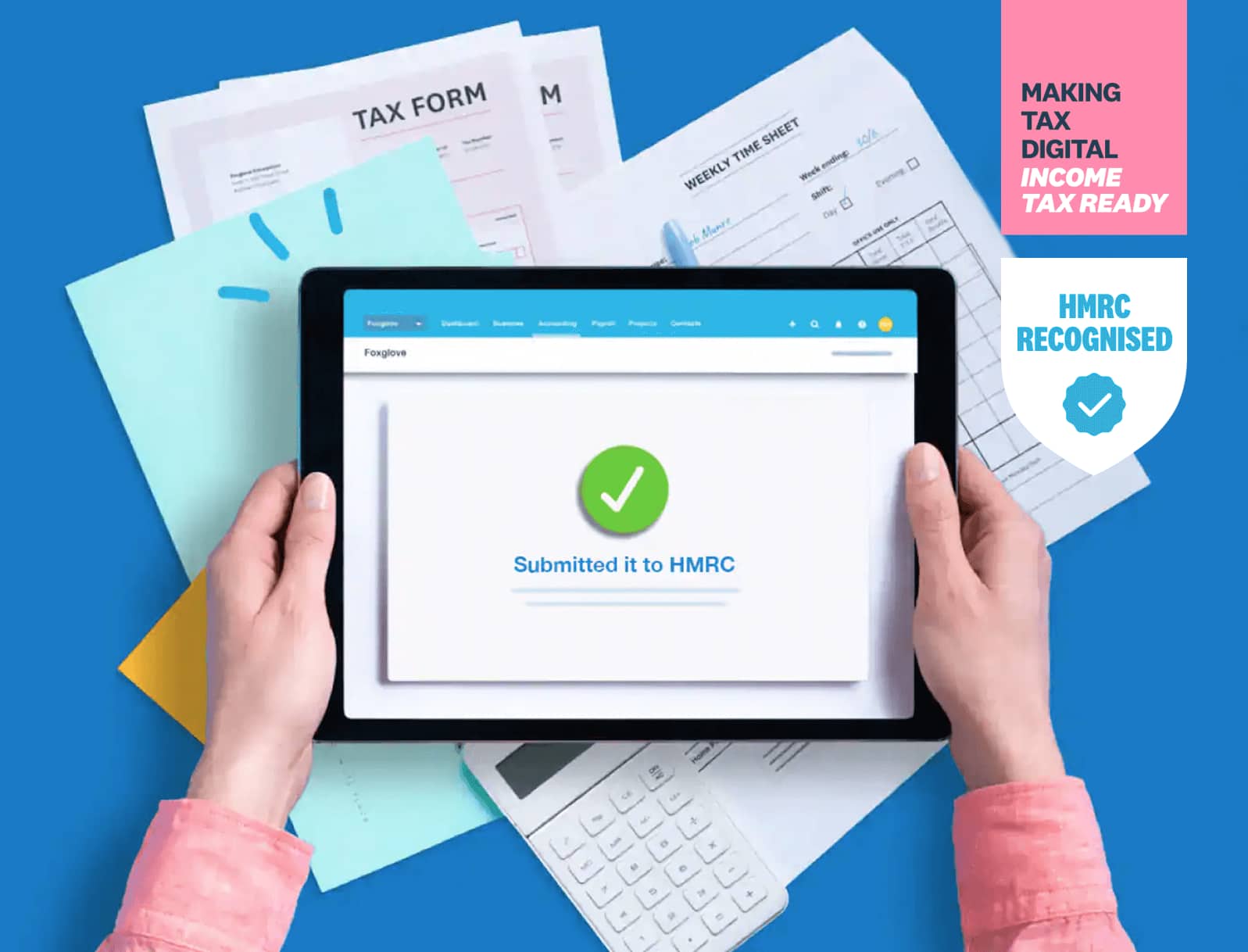 A tablet showing that an MTD return has been submitted to HMRC.