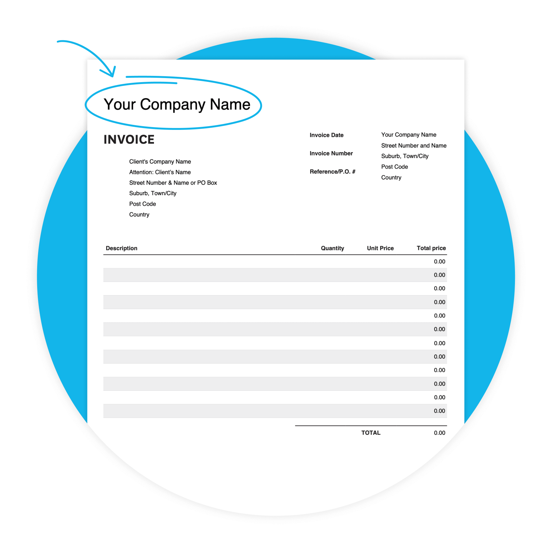a blank construction invoice template with fields for users to fill out