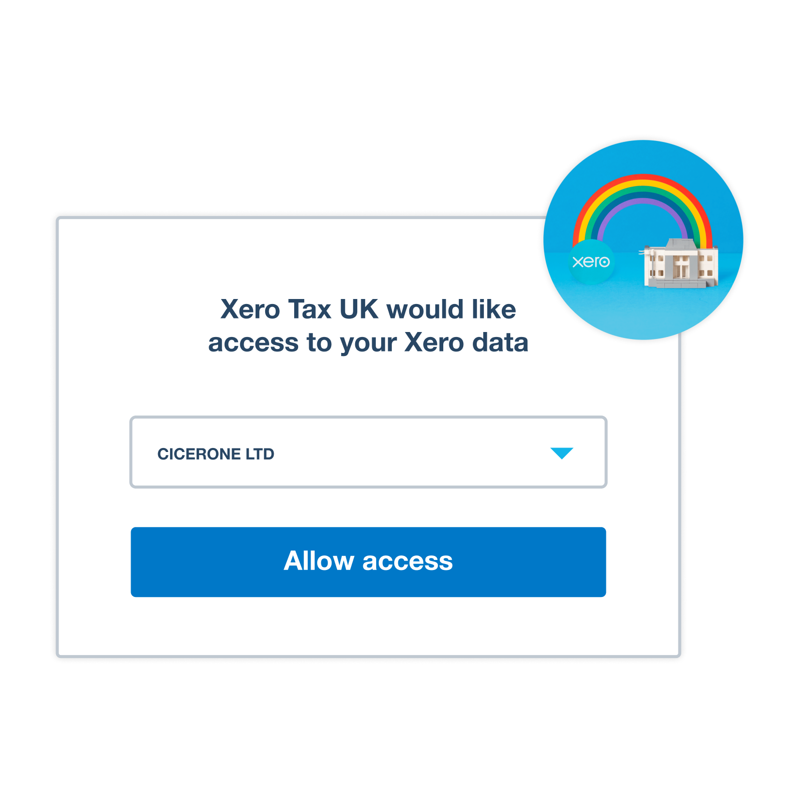A message displays to a business owner requesting permission for Xero Tax to access the businesses’s Xero data.