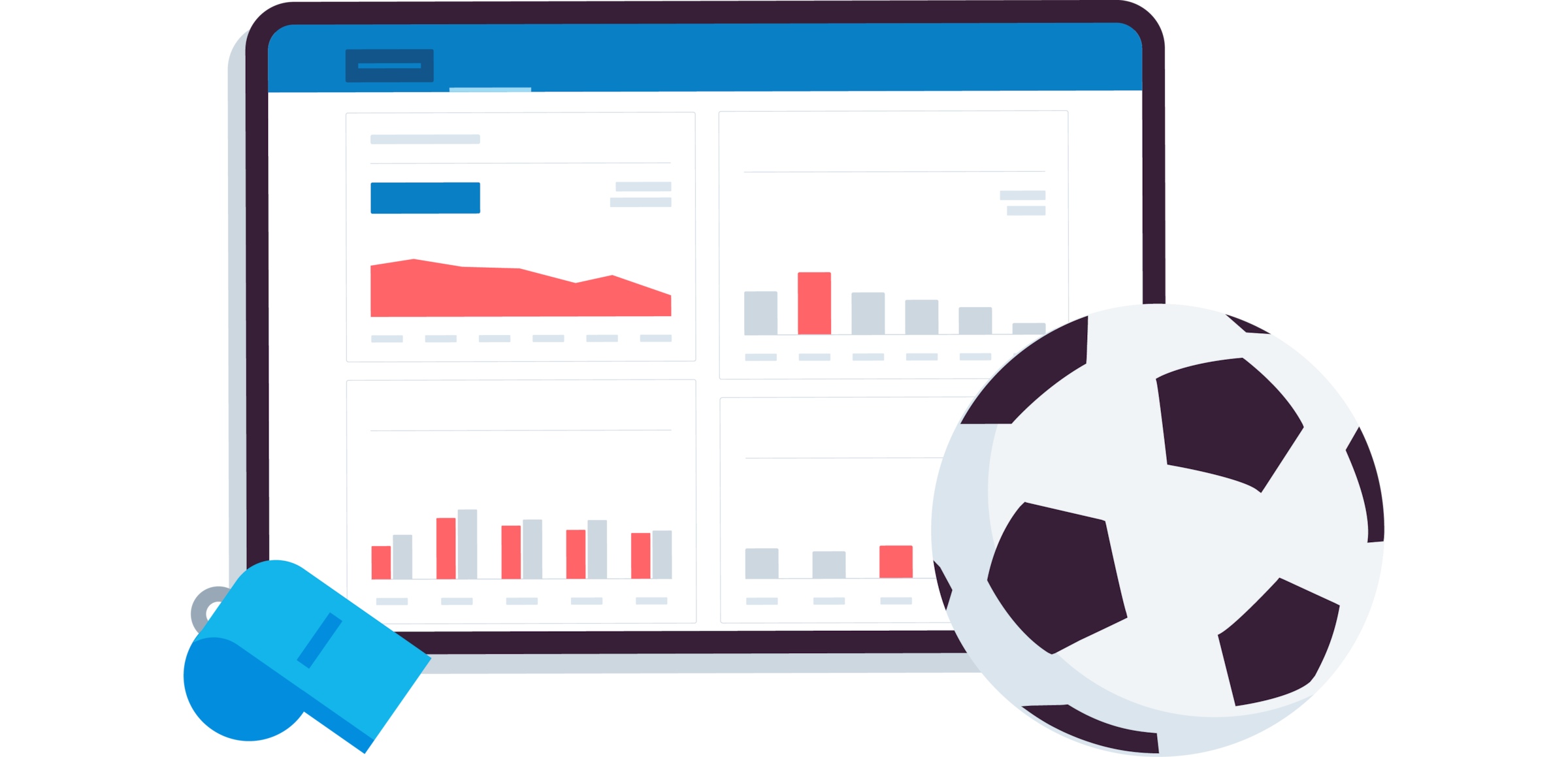 Charts on the Xero dashboard and a football