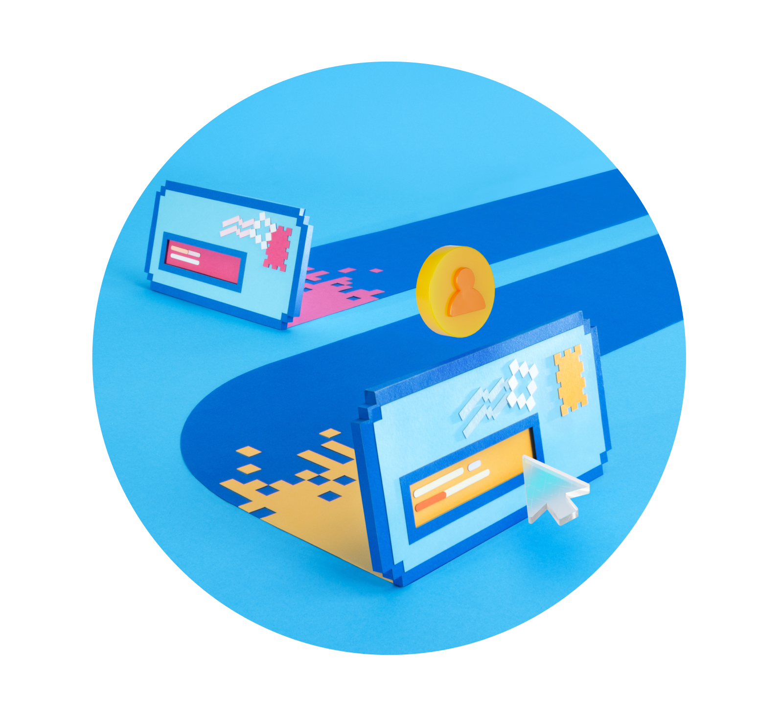 Payment graphics driving around a track