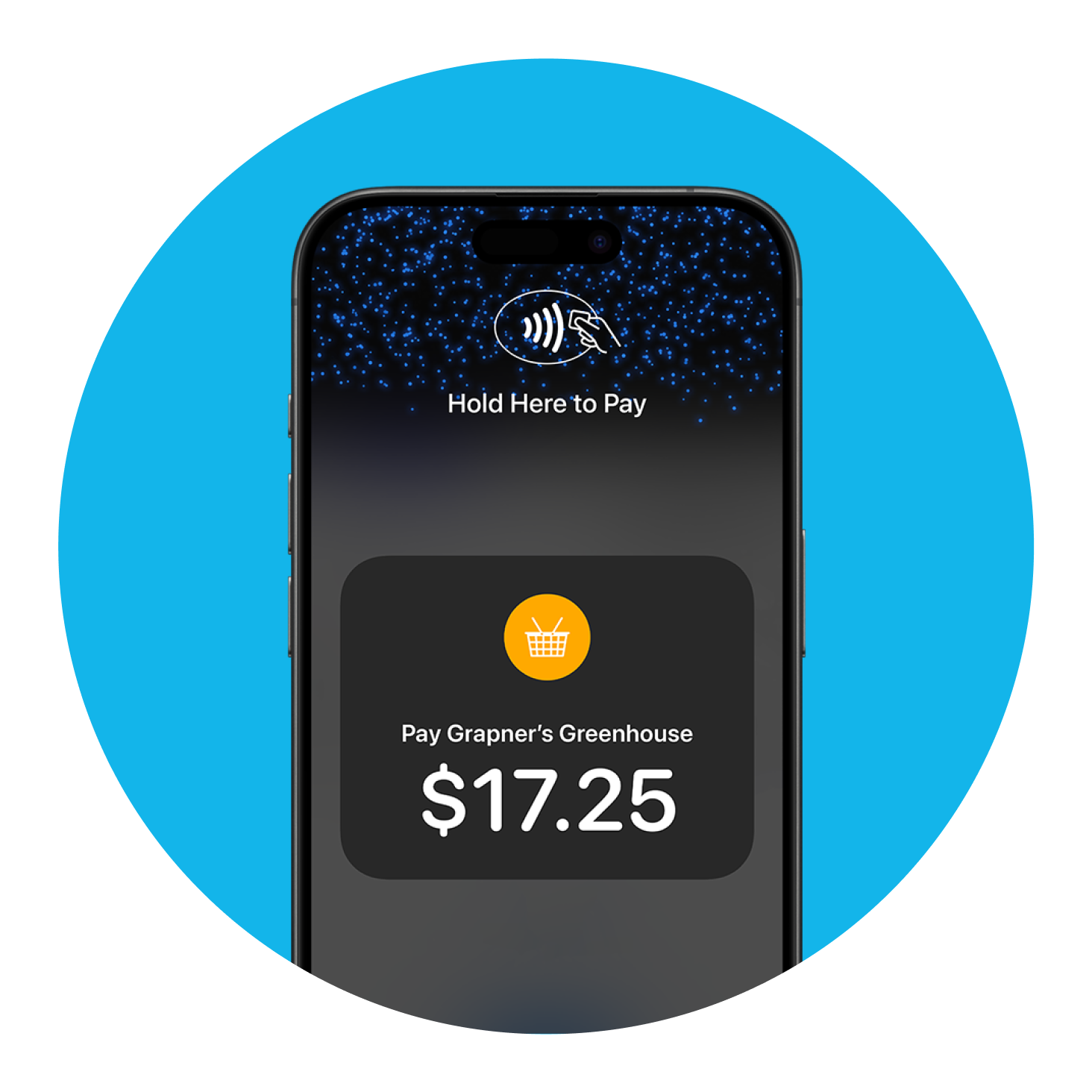 An iPhone showing where to make contactless payment