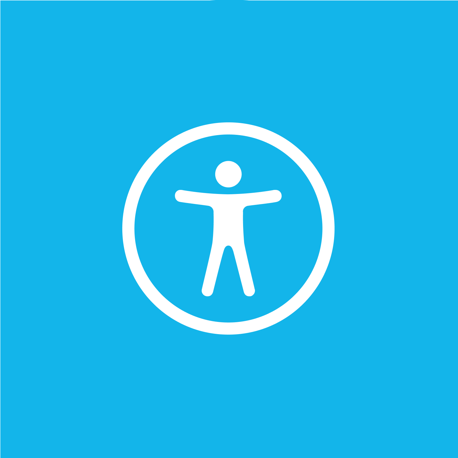 The accessibility logo against a blue backdrop.