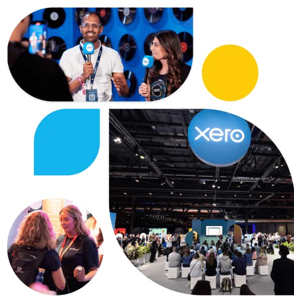 Scenes from previous Xerocons with speakers, exhibitors and attendees interacting with each other.